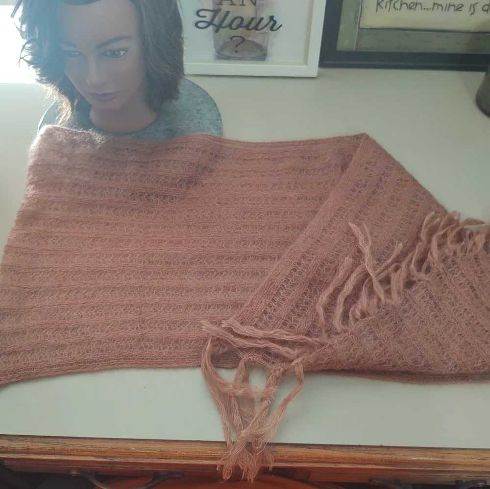 BabyMo Kid Mohair Wide Scarf Tan/Brown